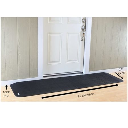 HANDI RAMP ADA Compliant Rubber Threshold Ramp: 1-3/4" Rise x 81-1/4" Wide x 22" Depth - 2 pc assembly MRAEZ1540